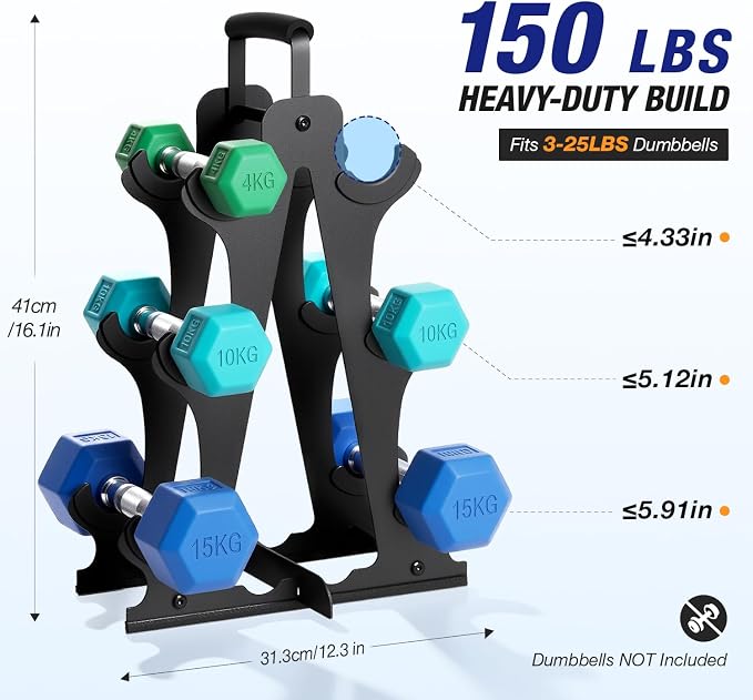 Ghosthorn Tiered A-Frame Dumbbell Rack Stand for Home Gym Space Saving | Heavy Duty Weight Storage Racks for Home Gym,Stable Space Saving Small Dumbbell Rack Hold 4/5 Pairs of Dumbbells (Rack Only)