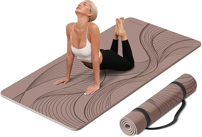 PAIDU Large Yoga Mat 72"x36"x10mm Non-Slip Exercise Mat for Home Gym Studio | Extra wide & thick non-slip yoga mat, works on all floors, ideal for stretching, yoga studio, gym and home workouts