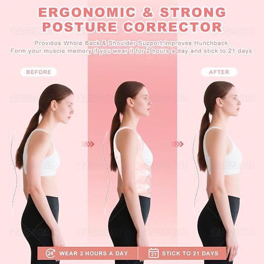 Back Brace Posture Corrector for Women and Men, Adjustable Shoulder Straightener Full Lumbar Support Belt, Upper and Lower Back Pain Relief, Scoliosis Hunchback Hump Thoracic Spine Corrector (Pink L)