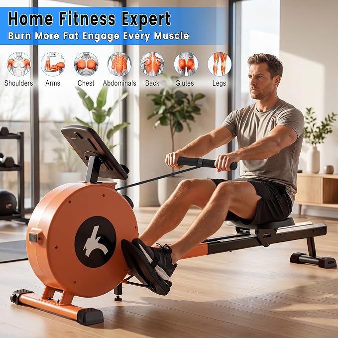 Rowing Machines Foldable for Home, Magnetic Rowing Machine with 16-Level Quiet & Smooth Resistance, Dual Slide Rail, LCD Monitor & APP Supported Fitness Rowing Machine, Max 350lbs Weight Capacity
