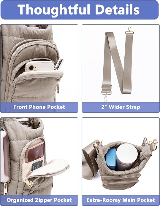 Water Bottle Holder with Strap 30/32 oz, Crossbody Water Bottle Carrier Bag | Lightweiht Quilted Bottle Sling Bag, RFID Phone Pocket, Hands-free for Gym Hiking Walking Travel