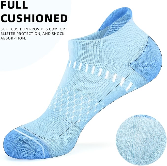 IRAMY Light Compression Socks for Women Arch Support Athletic Cushioned Anti-Blister Comfort Running Ankle Socks 3/5 Pairs
