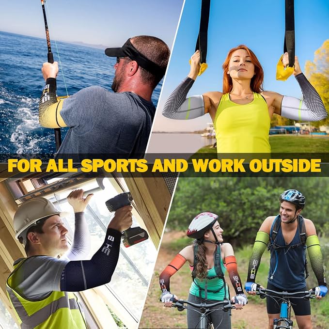 beister Arm Sleeves for Men & Women, UV Protection Cooling Cover and Cyling | Lightweight stretch; sweat-wicking comfort; cycling, volleyball, baseball, driving and gardening; washable tattoo coverage