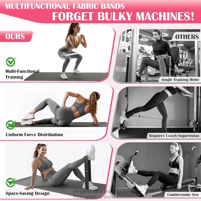 KUTIZE Ankle Resistance Bands with Cuffs & Fabric Resistance Bands Set - Legs & Glutes Workout Equipment for Women & Men, Home Gym Heavy Exercise Bands for Hip, Yoga, Strength Training, Rehab, Pilates