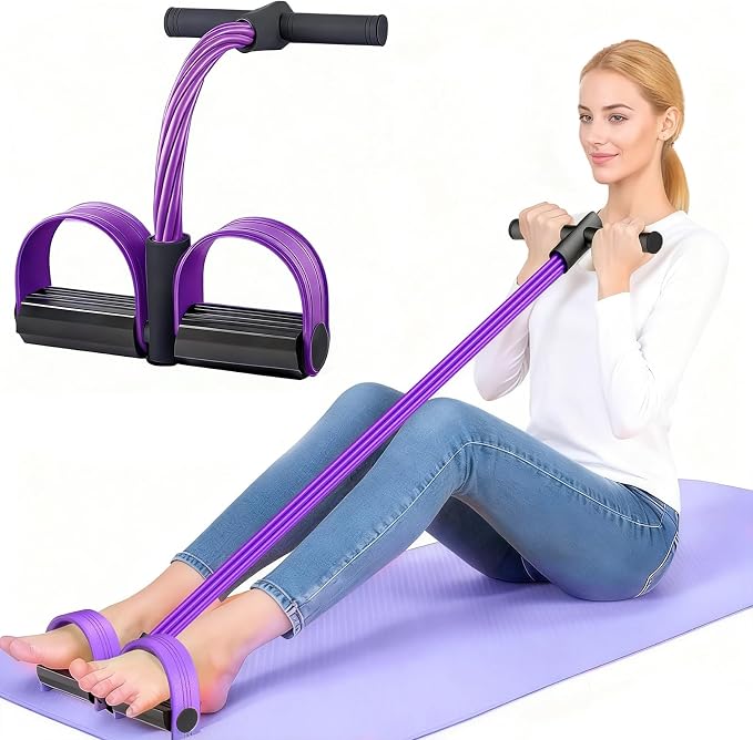 6-Tube Pedal Resistance Band for Women,Fixed High Resistance Foot Pedal Exerciser,Anti-Snap Home Gym Workout Equipment for Abdomen,Waist,Arm,Leg,Glutes,Full Body Toning & Strength Training