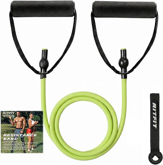 RitFit Single Resistance Bands with Handles Door Anchor for Home Gym | Door Anchor, Workout Guidance included, Exercise Bands for Physical Therapy, Yoga, Strength Training