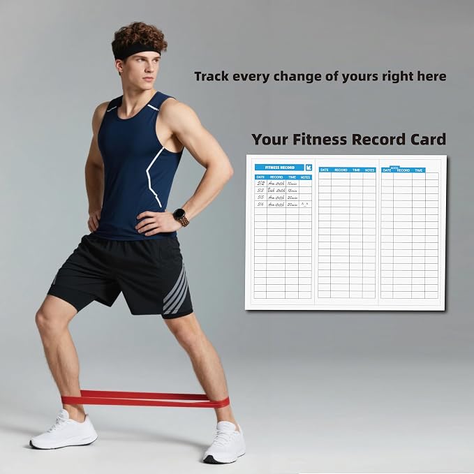 6-Level Resistance Loop Bands Up to 55LBS for PT & Strength | Color-coded, tear-resistant, quick rebound. Tracker card, bag & guide. Yoga, Pilates, home, travel & gym.