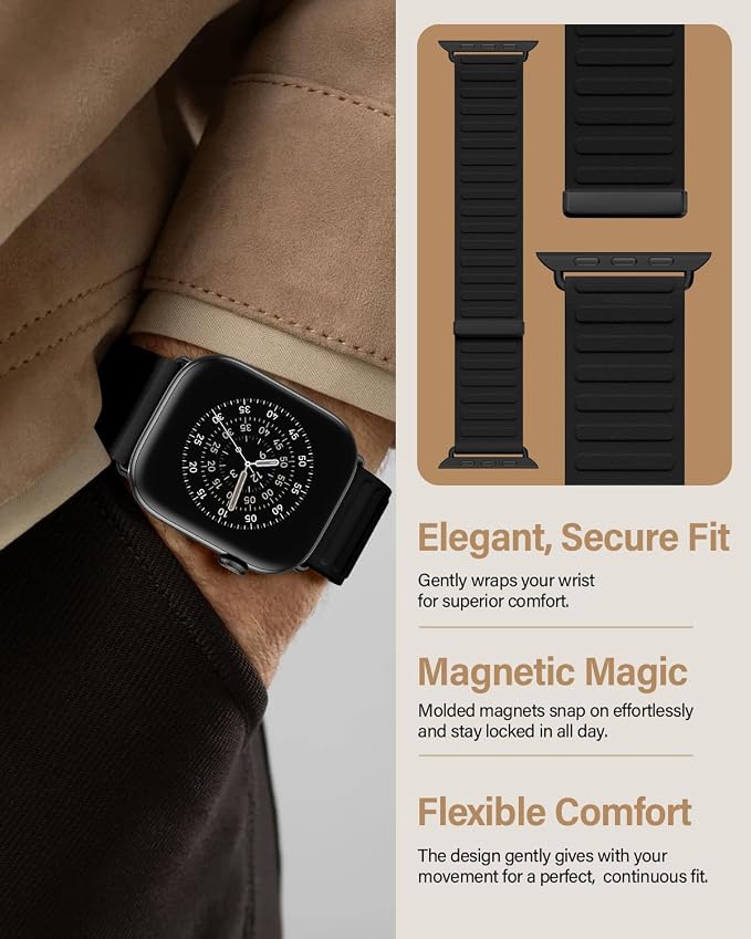 Magnetic Link Sport Band Compatible with Apple Watch Bands for Men Women | Patented Solo Loop Band 40mm 38mm 41mm 44mm 45mm 42mm 49mm, Sport Strap for iWatch Series 11 10 9 8 7 6 5 4 3 2 1 Ultra SE