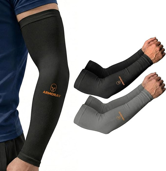 ARMORAY Arm Sleeves for Men and Women - UV Sun Protection Cooling Compression - Tattoo Cover Up Sleeve for Daily Wear & Work