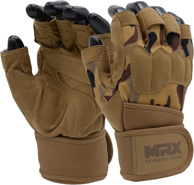 MRX Weightlifting Gloves for Men Workout Gloves Mens Wrist Support Lifting Gloves Male Gym Gloves | Workout Gym Accessories for Men Weight Lifting Fingerless Gym Exercise for Powerlifting
