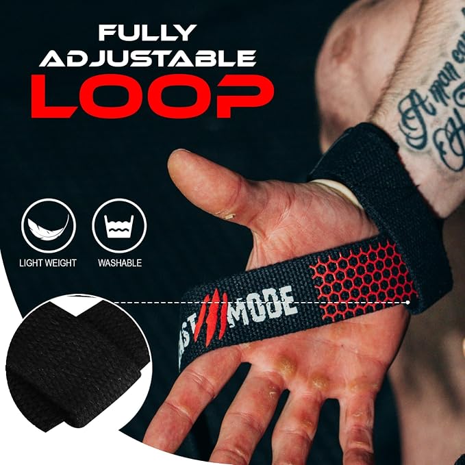BEAST RAGE Lifting Wrist Straps for Weightlifting, Straps Gym Grip Power Workouts Lifting Straps Padded Neoprene & Premium Cotton Men Women, Deadlift Bodybuilding Exercise Lifting Straps