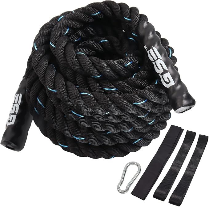 GSE Games & Sports Expert Gym Battle Rope, Heavy-Duty Workout Ropes for Indoor & Outdoor Workout, Exercise Rope for Strength Training - 30,40,50 Feet Lengths Available