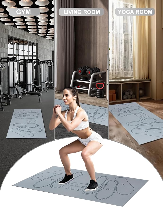 Squat Mat with Foot Position,Large Squat Target Pad 30'' X 13.8'',4mm Thickness Squat Mat Foot Positioning, Exercise Mat for Squats, Leg and Abdominal Workouts