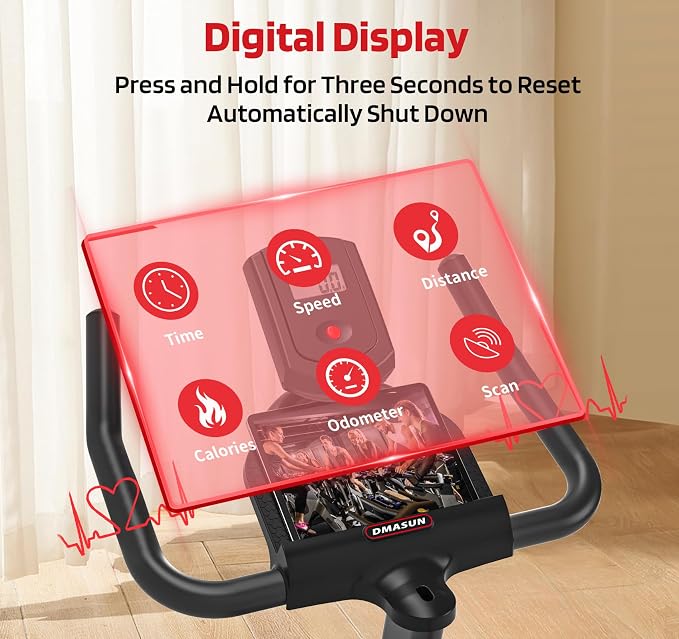 DMASUN Exercise Bike, Silent Magnetic Resistance Stationary Bike for Home with 330 LBS Capacity, Pedals with Anti-loosening Nuts, Indoor Bike with Comfortable Seat Cushion, Digital Display