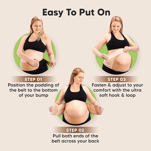 2-in-1 Maternity Belly Bands for Pregnant Women - Easy to Use Pregnancy Belly Support Band for Back, Pelvic, Hip, Adjustable Maternity Belt Support, Comfortable & Soft (Classic Ivory, One Size)