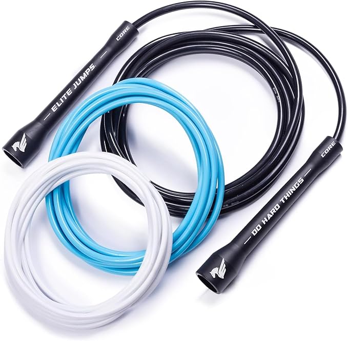 Elite Jumps 6mm PVC Jump Rope, Adjustable Skipping Rope | Non-kinking PVC cord. Unbreakable handles. Smooth rotation. For cardio and boxing.