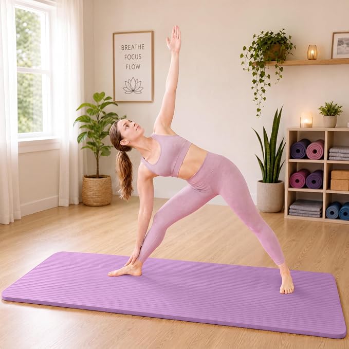 HULKFIT High Density Non Slip Yoga Mat, Extra Thick Exercise Mat with Carrying Strap, for Pilates, Fitness, Home Gym & Floor Workouts - Multiple Thickness & Multiple Color