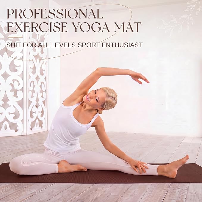 Funtery 3 mm Thin Yoga Mats Bulk, 68 x 24 Inches Lightweight PVC Exercise Mats Non Slip Workout Fitness Pads for Yoga Pilates Stretching Classes Gym Home Studio