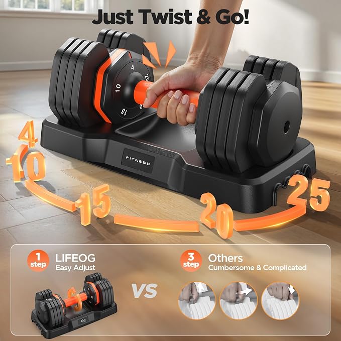 2026 FDB2 Updated Adjustable Dumbbell Set of 2, 5-in-1/10-in-1 Weights Dumbbell Set with Storage Box, 25lbs/55lbs Adjustable Weights with Anti-slip Silicone Grip, Weight Set For Home Gym Suit both Men and Women
