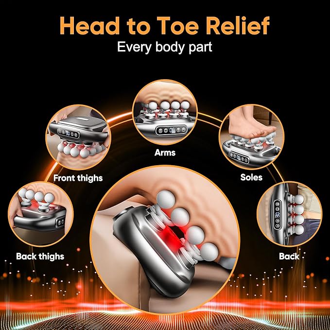 16 Head Massage Gun Deep Tissue - 2026 Upgrade Back Muscle Massager | 3 Modes & 30 Intensities, Portable Quiet Percussion Massager for Legs, Waist, Back, Neck, Buttocks Muscles Pain Relief