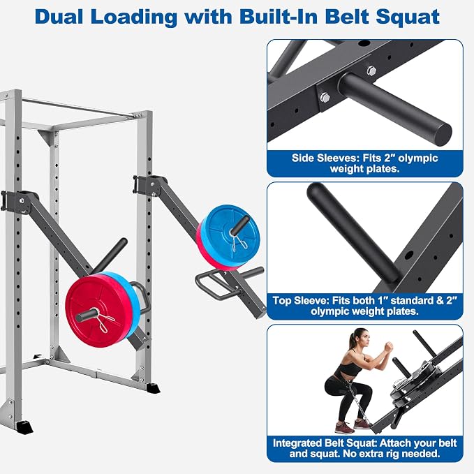 SELEWARE Squat Rack Attachment for Power Cage with 5/8" or 1" Holes | Y-Shaped Dip Bar Attachment, Nordic Hamstring Curl Attachment & Lever Arms for 2x2 or 3x3 Power Rack, Home Gym Accessories