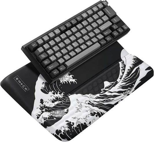 Keyboard Stand with Wrist Rest，Ergonomic Keyboard Riser Holder Lifter Tray | Kanagawa Waves，Computer Wrist Support Pad，Ergonomic Keyboard stand for desk，Soft Memory Foam Desk Cushion，Non-Slip