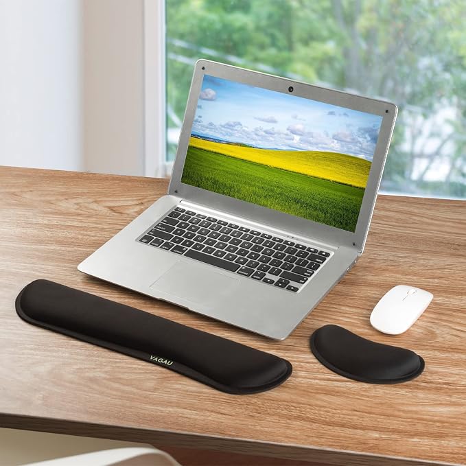 VAGAU Premium Keyboard Wrist Rest and Mouse Pad Wrist Support (2 Pack) | Ergonomic Memory Foam Set for Office, Laptop, Mac, Computer and Gaming, Comfortable Typing &Wrist Pain Relief
