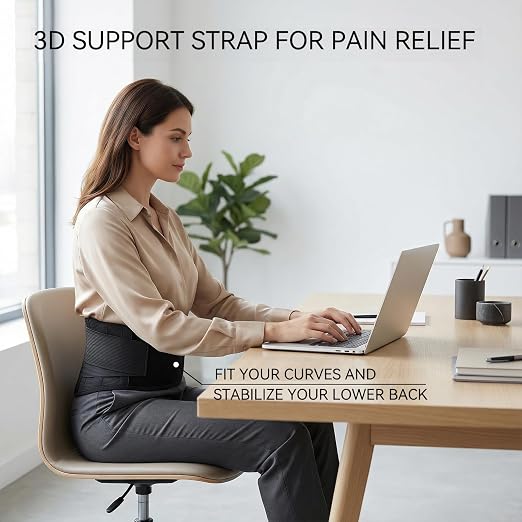 Back Brace for Women Lower Back Pain, Lumbar Support Belt | Wide Lumbar Support Belt, 5 Removable Metal Stays, Lightweight Breathable Back Brace, Sciatica & Disc Relief (M:33"-37")