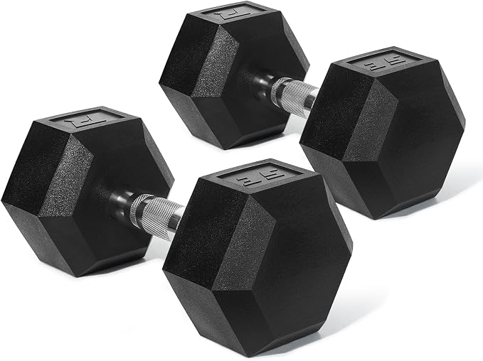 RitFit 5-650 LBS PVC Hex Dumbbell Sets with Optional Rack for Home Gym | PVC Coated Anti-Roll Hex Design, Chrome Handle with Ergonomic Grip, Full Body Strength Training with Optional Rack