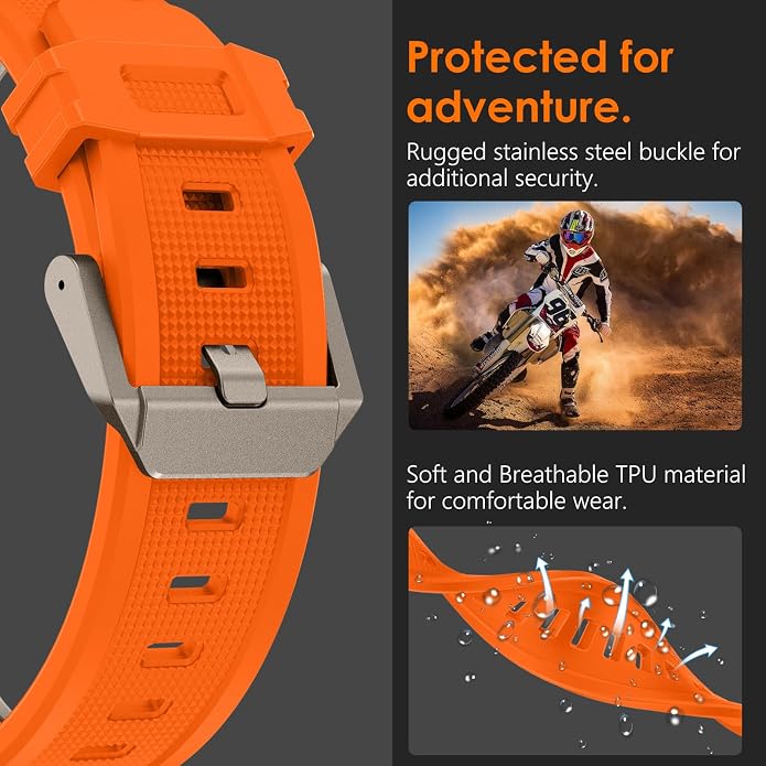 WINGLE FKM Rubber Bands for Apple Watch Band Ultra 3/2/1 Band Ultra 49mm Series 11 10 46mm 45mm 44mm 42mm SE 3/2/1 9 8 7 6 5 4 3 Men, Military Rugged Metal Connector Silicone Apple iWatch Sport Bands