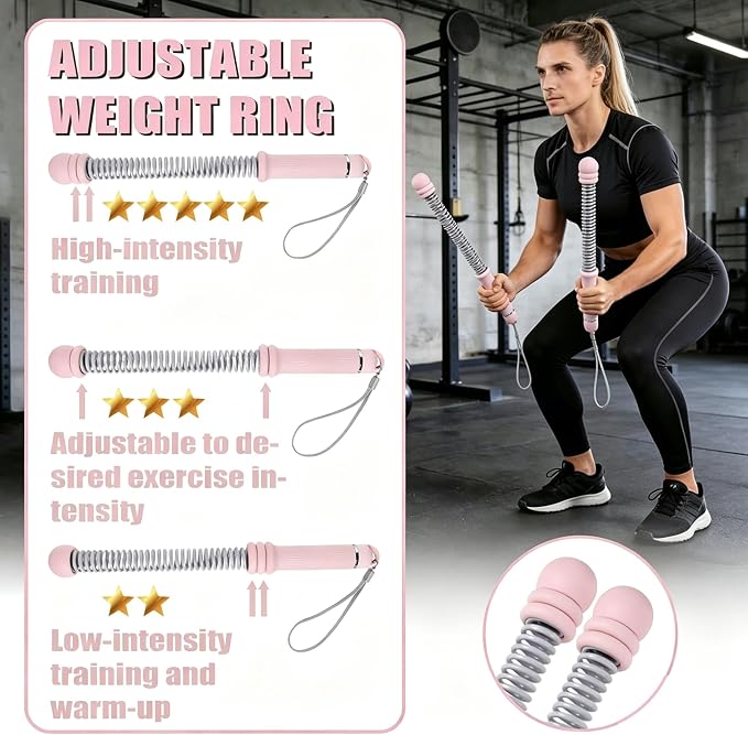 Ropeless Battle Ropes with Wristband, Adjustable Workout Equipment for Home Gym,Cordless Battle Ropes for Full-Body Training,HIIT,Cardio & Muscle Training for Women & Fitness Enthusiasts (Pink)