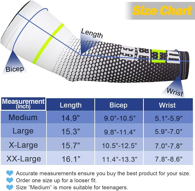 beister Arm Sleeves for Men & Women, UV Protection Cooling Cover and Cyling | Lightweight stretch; sweat-wicking comfort; cycling, volleyball, baseball, driving and gardening; washable tattoo coverage