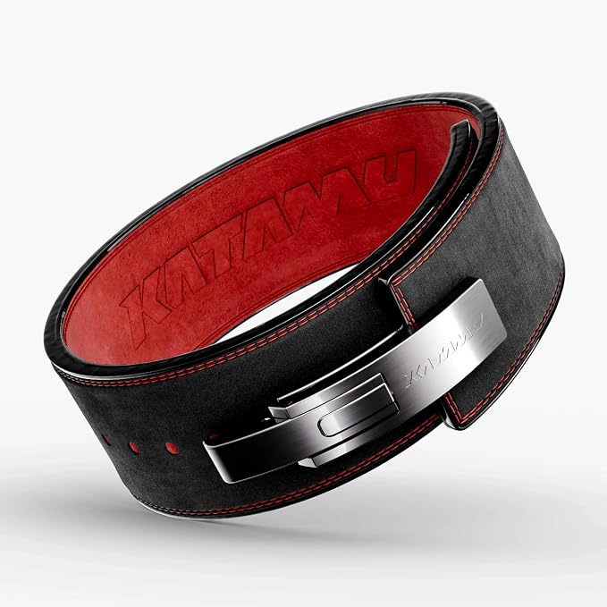 Katamu USPA & IPL Approved Premium Leather Lever Belt — 10mm and 13mm | Powerlifting Belt for Men and Women, Steel Lever Buckle, 4 Inch Wide Back Support for Deadlifts and Squats