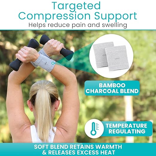 Vive Wrist Compression Sleeves for Women & Men (Pair) - Elastic Support | Wristband for Pain Relief & Circulation - Wrist Support for Carpal Tunnel, Arthritis, Tendonitis - Great for Sports Injury