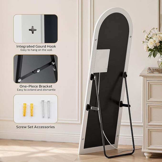 Full Length Mirror with LED Lights, 60"x16"Floor Mirror with Dimming & 3 Color Lighting, Free Standing Floor Mirrors, Lighted Full Body Mirrors for Bedroom, Dressing Room, Cloakroom