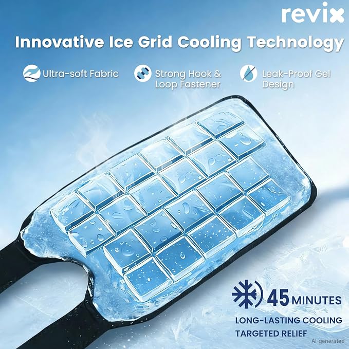 REVIX Elbow Ice Pack Wrap for Tennis Elbow, 45-Min Cold Sleeve | Compression Sleeve for Men & Women, Long-lasting Cold Relief for Golfer's & Tennis Elbow, Muscle Fatigue