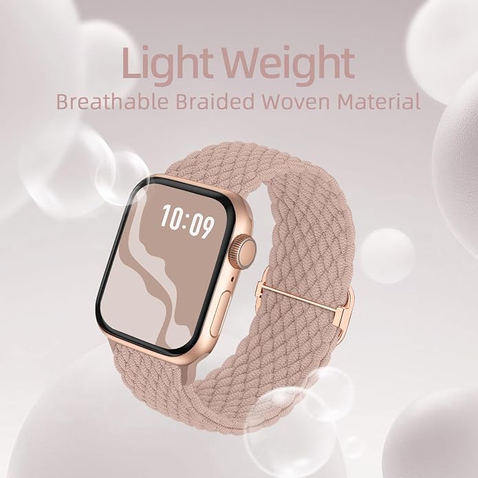 4 Pack Braided Stretchy Bands Compatible with Apple Watch 40mm 41mm 38mm 42mm 44mm 45mm 46mm 49mm Women Men, Breathable Nylon Elastic Daily Use Straps for iWatch Series 11/10 9 8 7 6 5 4 3 SE/Ultra 2