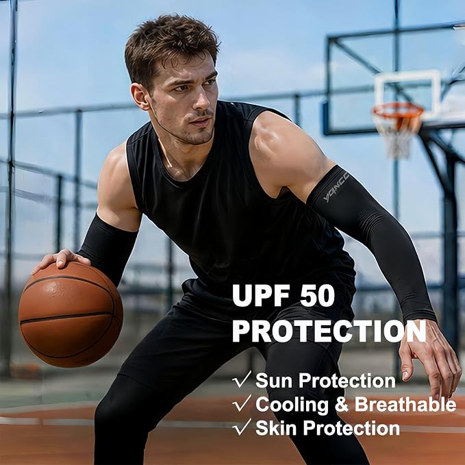 YQXCC Arm Sleeves Cooling UV Sun Protection Sport Compression for Men Women | UPF50, Tattoo Coverage, Lightweight, Breathable, Seamless Cover Arms, Daily Wear, Outdoor Work, Basketball Baseball Golf