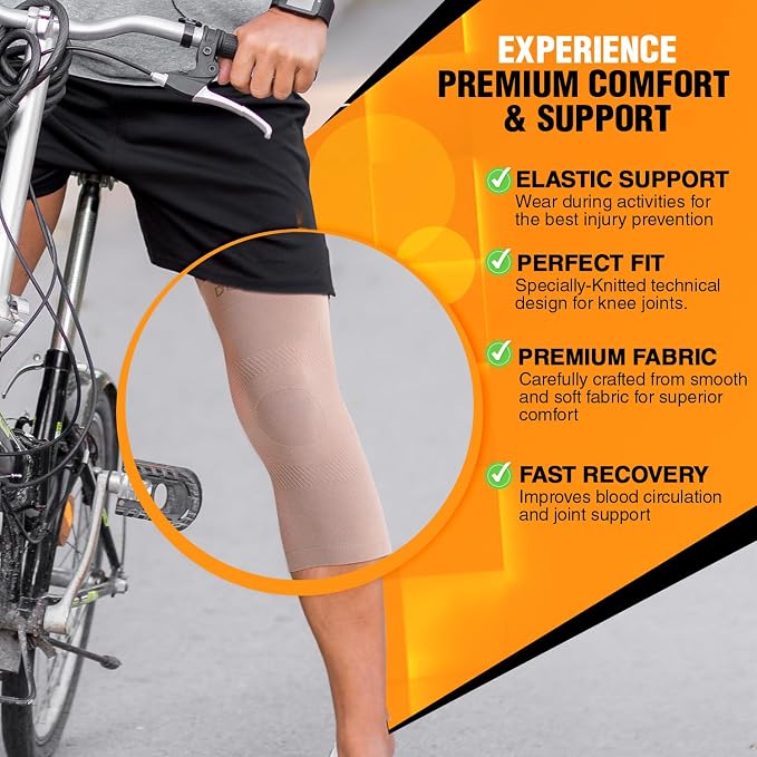 Doc Miller Knee Compression Sleeve Brace for Men & Women | Pair, Best Support for Workout, Running, ACL, Arthritis Pain Relief