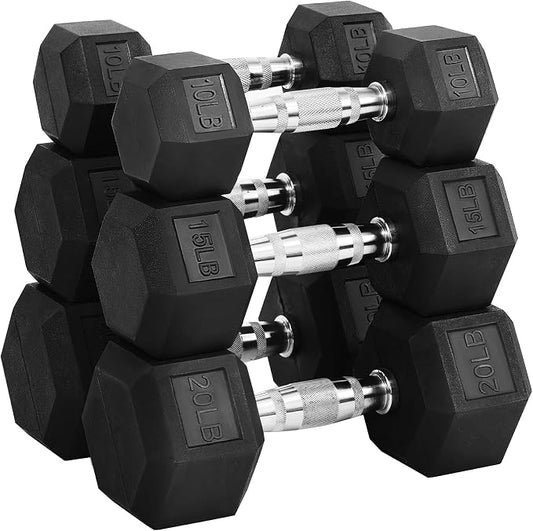 Hulkfit 60-550 lb Dumbbell Set, Rubber Coated Hex Dumbbells, Weights Dumbbells Set for Home Gym Training, Hand Weights for Women & Men