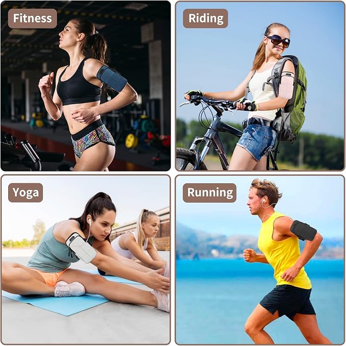 Prime Comfort Phone Holder, Arm Bands for Workout, Use for Running, Walking, Hiking & Biking (Blue)