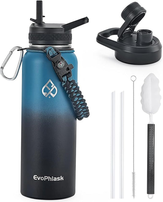 40 oz Insulated Water Bottle(Cold for 48Hrs), Indigo Black | Stainless Steel, BPA Free, Leak Proof, Large Metal Water Jug, For Sport, Hiking, Camping, Travel