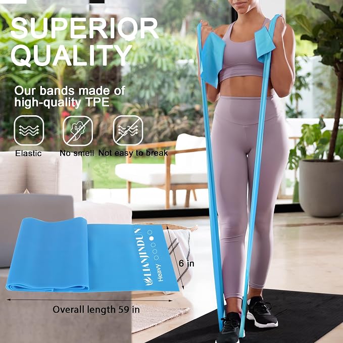 Resistance Bands for Working Out, Physical Therapy, Exercise, Pilates, Yoga | Latex-Free Stretch Bands for Women or Men, Elastic Exercise Bands Set for Stretching, fitness, Rehab, Workout, Gym and Home