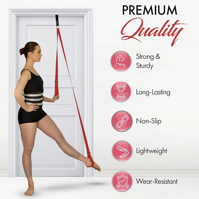 Stretching Strap with Door Anchor for Splits and Flexibility Training | Improve Leg Flexibility at Home, Ideal for Ballet, Dance, Cheerleading, Yoga, Pole Dance and Gymnastics