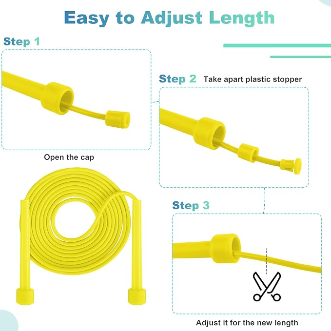 Aodaer PVC Skipping Rope Adjustable Jump Rope for Kids Multicolor Jump Rope Bulk with Plastic Handles Lightweight for Outdoor Fitness Exercise and Weight Loss, Training and Racing