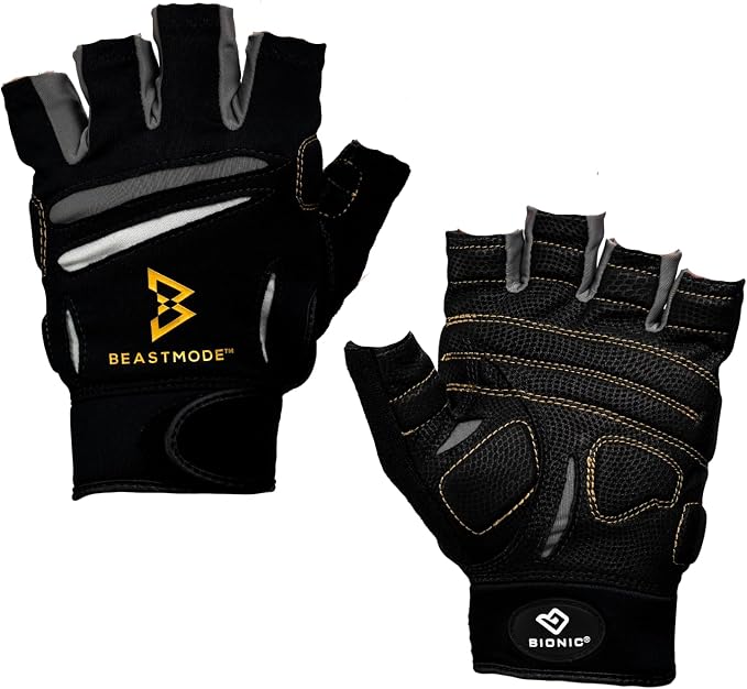 Bionic Men's Beastmode Half Finger Gym Workout Gloves