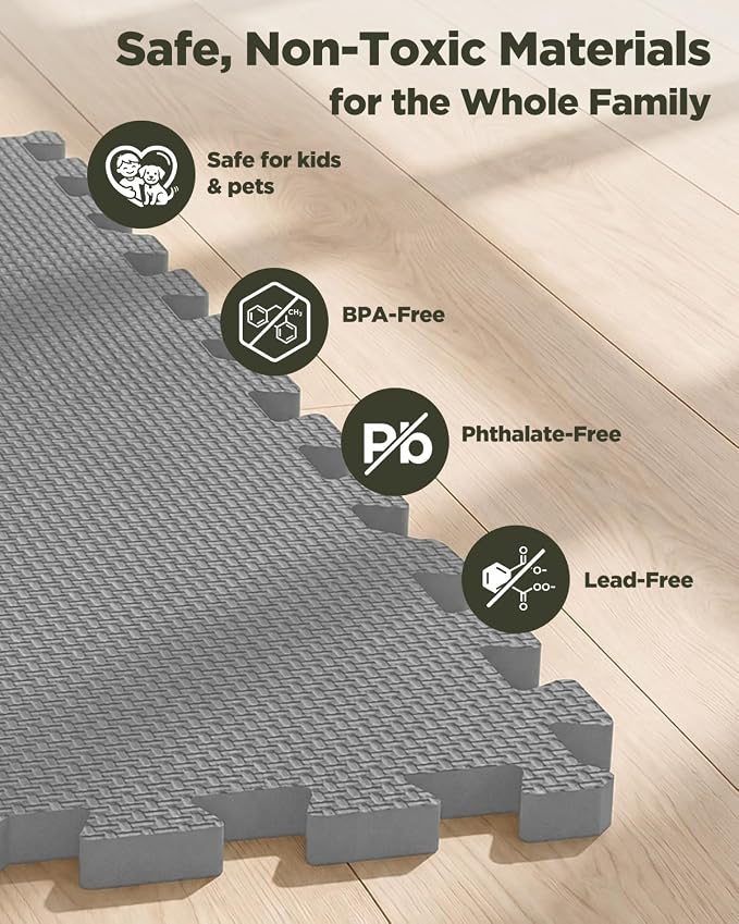 1/2" Thick 16 Pcs 64 Sq Ft EVA Foam Puzzle Exercise Mats, High-Density Interlocking Foam Floor Tiles for Home Gym, Gym Mat for Workout Equipment & Direct Exercise, Floor Padding for Kids