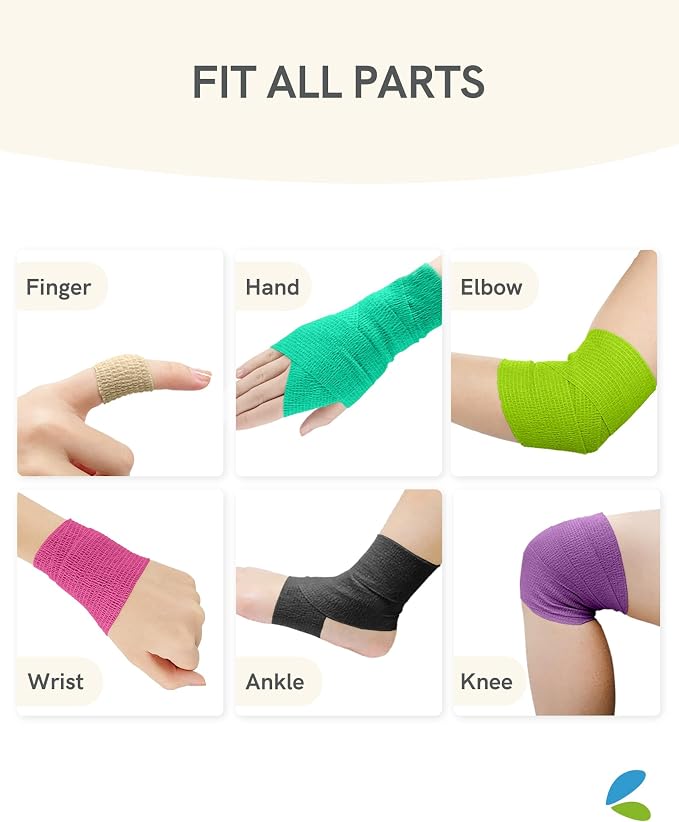 FriCARE Self Adhesive Bandage Wrap, Medical Tape in First Aid Kit | Elastic Cohesive Bandages for Sports/Vet/Wrist Ankle Wounds, 2 Inches X 5 Yards, Latex-free 6 Rolls, Royal Garnet