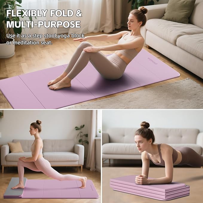 7-Fold Yoga Mat 70"x24" - 1/2 Inch Thick | Folding Exercise Mat, Compact Non-Slip TPE Mat, For Travel, Storage, Yoga & Home Gym, Lightweight & Portable