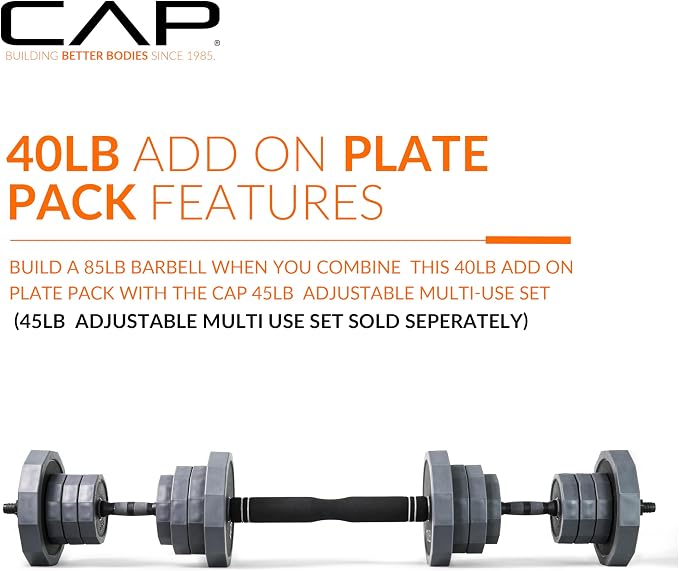 CAP Adjustable Weight Set, Multi-Use Adjustable Dumbbell Set for Home Gym Strength Training, Quick Change Free Weights System, Compact Workout Equipment, Multiple Weight Options
